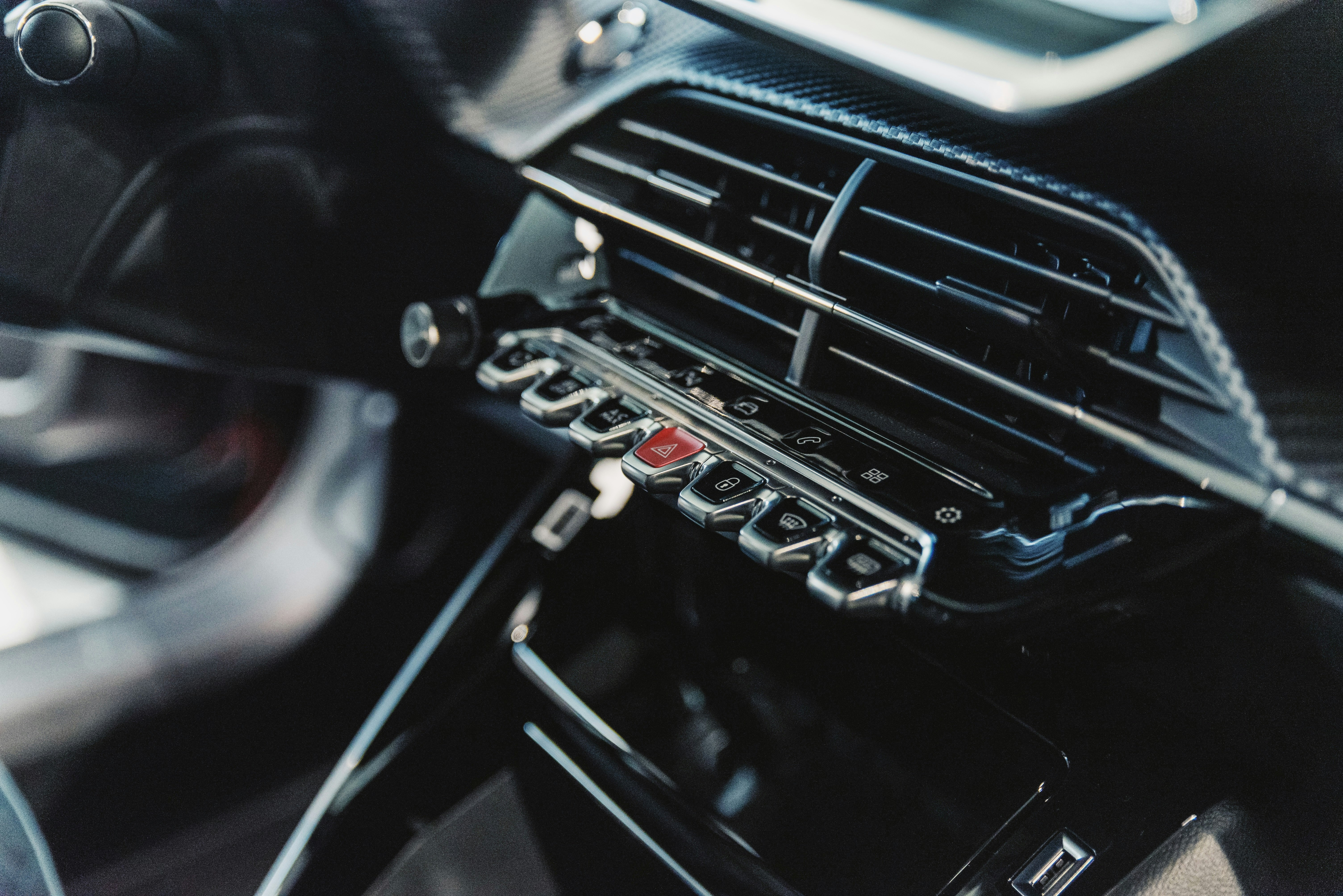 black and silver car engine